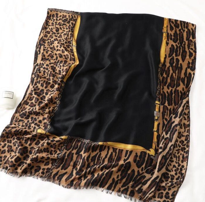 Stylish Unisex Leopard Print Cotton Scarf – Long and Casual Gauze Design