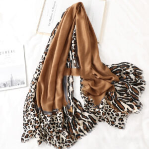 Stylish Unisex Leopard Print Cotton Scarf – Long and Casual Gauze Design