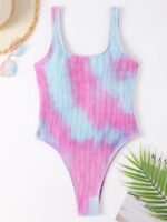 Candy Color Fluorescent One-Piece Swimsuit with Pleated Fabric for Women
