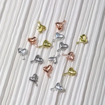 10pcs 3D Heart Nail Charms | Stylish DIY Nail Art Jewelry for a Touch of Love