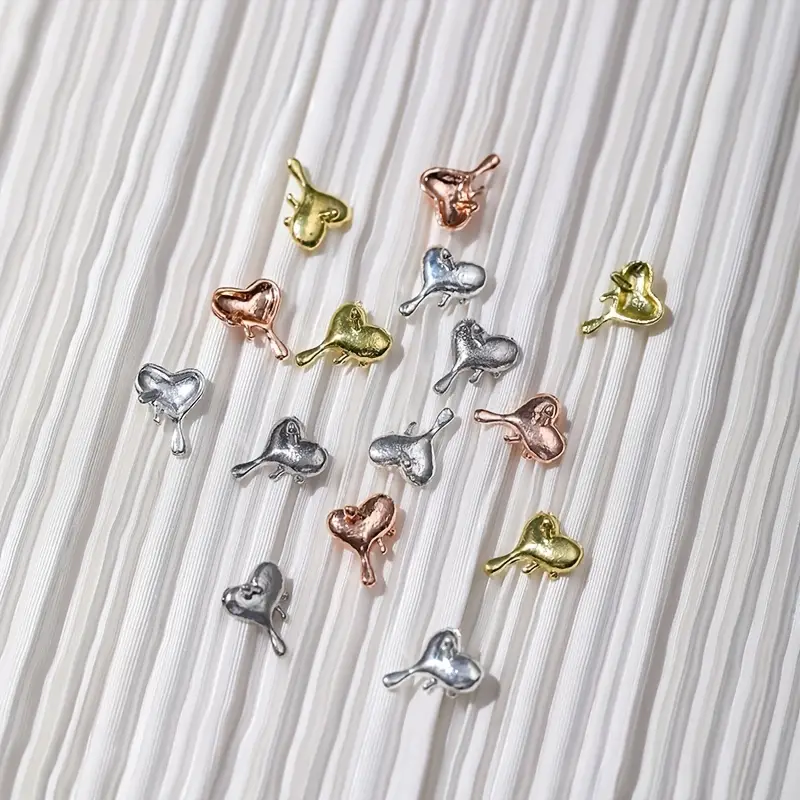 10pcs 3D Heart Nail Charms | Stylish DIY Nail Art Jewelry for a Touch of Love