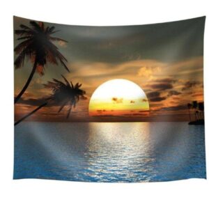 Vibrant Sunset Beach Tapestry – Home Décor and Wall Art