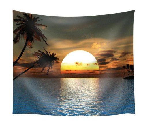 Vibrant Sunset Beach Tapestry – Home Décor and Wall Art