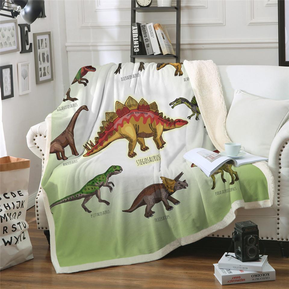 Jurassic Dinosaur Kids Fluffy Soft Cotton Blanket – Cartoon Boys and Girls Throw Blankets for Beds, Home Textile by Bedding Outlet