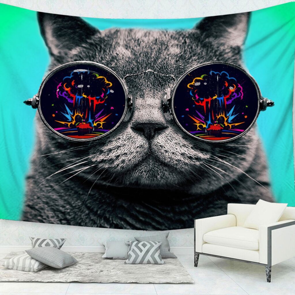Cute Cat Tapestry – Aesthetic Living Room House Decoration, Wall Hanging, and Room Decor