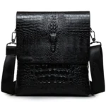 Alligator Pressed Leather Men's Shoulder Bag / Luxury Brand Crocodile Grain Crossbody Bag