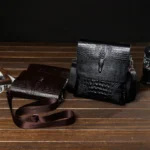 Alligator Pressed Leather Men's Shoulder Bag / Luxury Brand Crocodile Grain Crossbody Bag