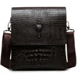 Alligator Pressed Leather Men's Shoulder Bag / Luxury Brand Crocodile Grain Crossbody Bag