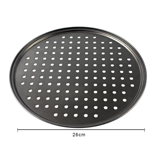 Round Deep Dish Pizza Baking Pan - Nonstick Carbon Steel Crisper Tray