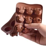 Creative 15-Hole Pig-Shaped Silicone Chocolate Mold – Ideal for Fondant, Candy, Cakes, Waffles, and Decorative Baking – Must-Have Baking Accessories