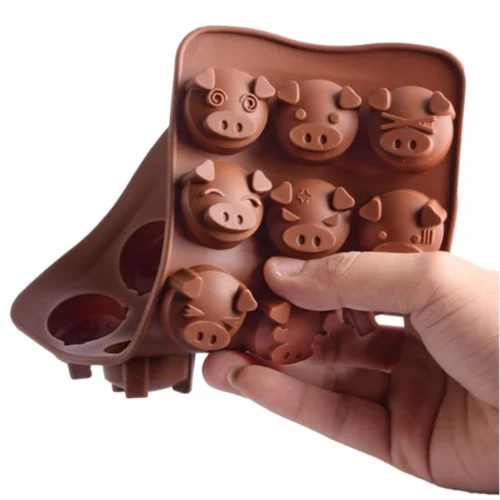 15 Hole Pig Silicone Chocolate Mold for Fondant and Decorative Baking