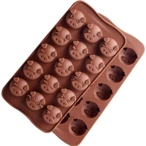 Creative 15-Hole Pig-Shaped Silicone Chocolate Mold – Ideal for Fondant, Candy, Cakes, Waffles, and Decorative Baking – Must-Have Baking Accessories