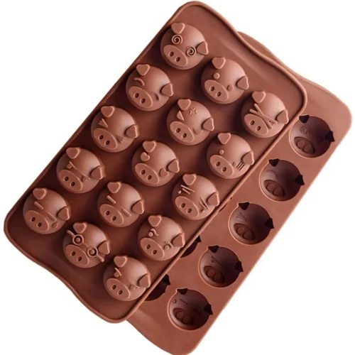 15 Hole Pig Silicone Chocolate Mold for Fondant and Decorative Baking