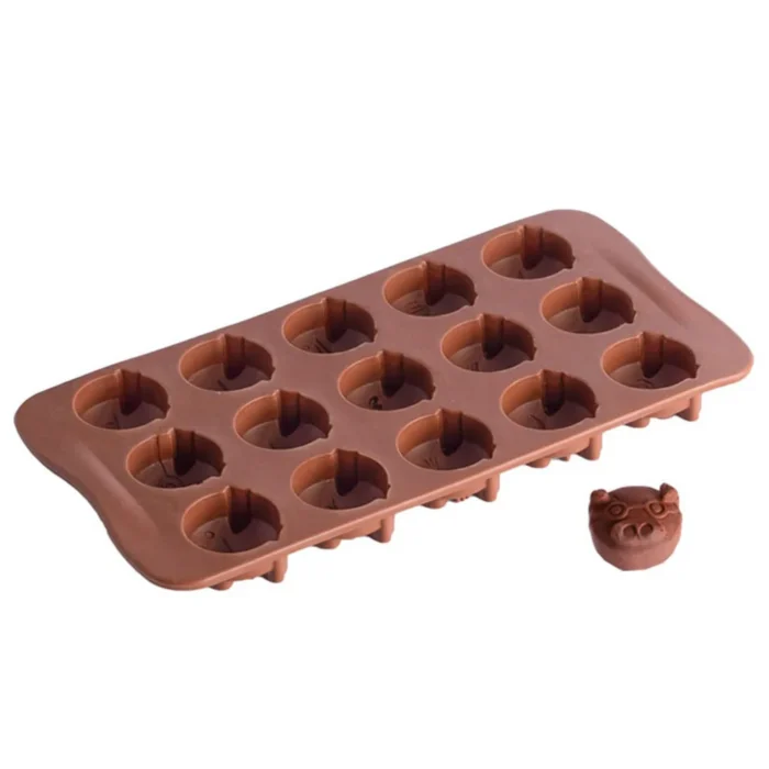 Creative 15-Hole Pig-Shaped Silicone Chocolate Mold – Ideal for Fondant, Candy, Cakes, Waffles, and Decorative Baking – Must-Have Baking Accessories