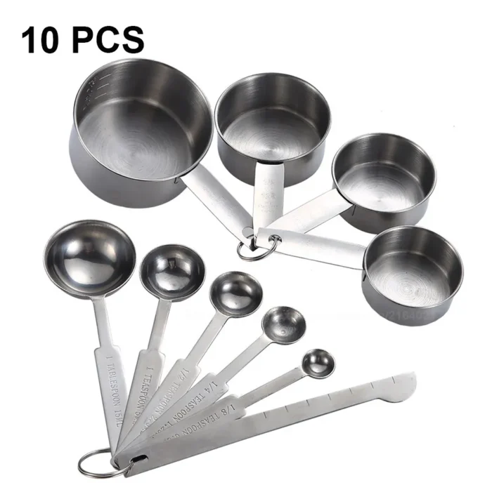 UPORS Premium Stainless Steel Measuring Cups and Spoons Set - Stackable Kitchen Measuring Spoon Set for Accurate Measurements