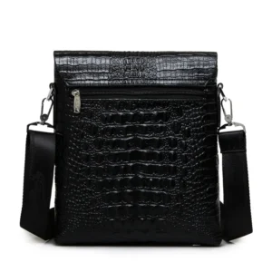 Alligator Pressed Leather Men's Shoulder Bag / Luxury Brand Crocodile Grain Crossbody Bag