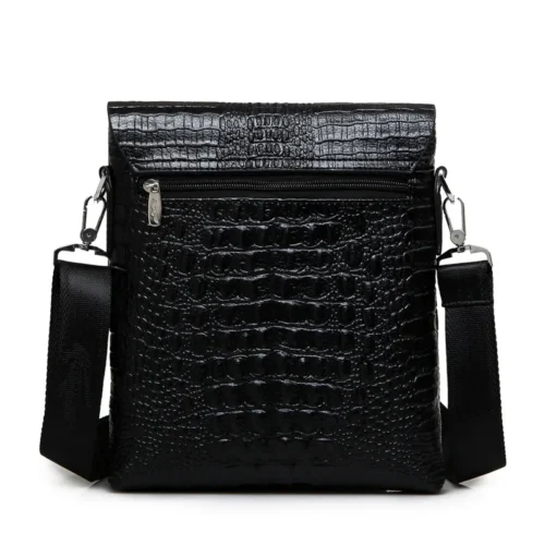 Alligator Pressed Leather Men's Shoulder Bag - Luxury Crocodile Grain Crossbody Bag