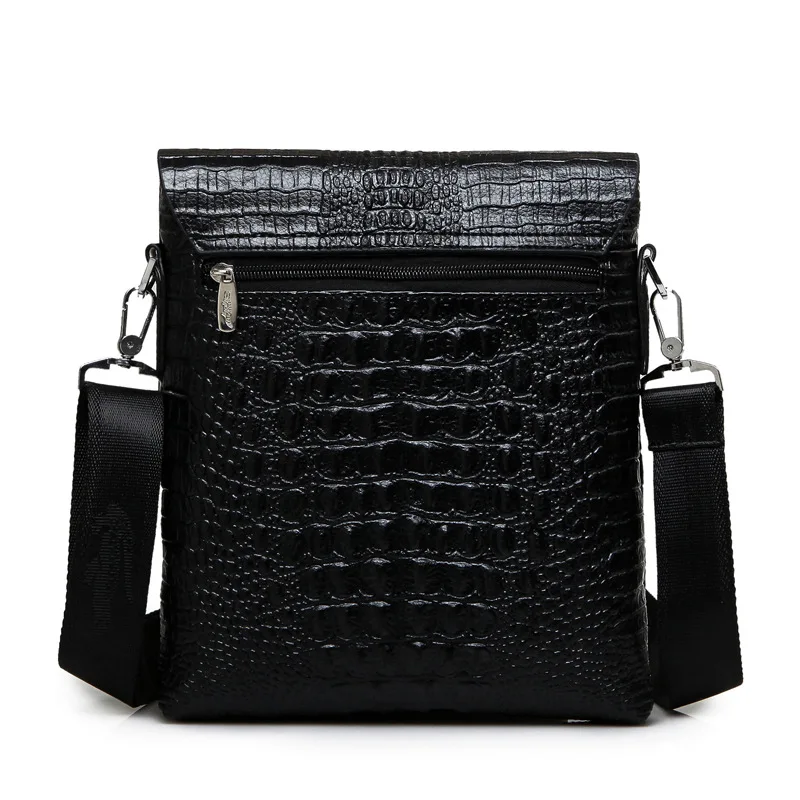 Alligator Pressed Leather Men's Shoulder Bag / Luxury Brand Crocodile Grain Crossbody Bag