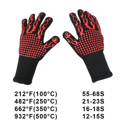 Heat Resistant Oven Mitts Non Slip Flame Retardant Microwave Oven Gloves and BBQ Gloves