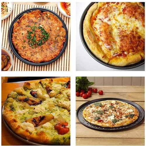 Round Deep Dish Pizza Baking Pan - Nonstick Carbon Steel Crisper Tray
