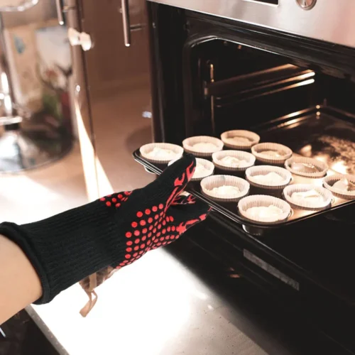 Heat Resistant Oven Mitts Non Slip Flame Retardant Microwave Oven Gloves and BBQ Gloves