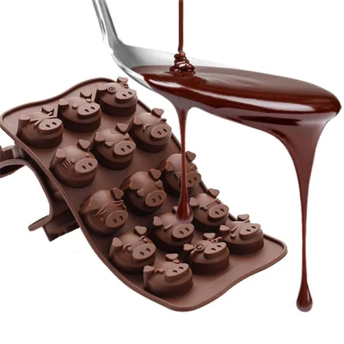 15 Hole Pig Silicone Chocolate Mold for Fondant and Decorative Baking