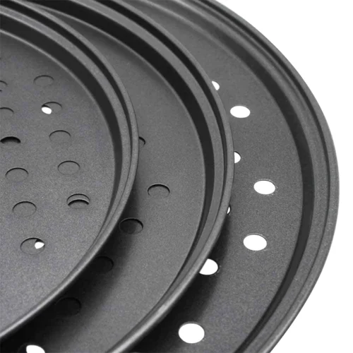 Round Deep Dish Pizza Baking Pan - Nonstick Carbon Steel Crisper Tray