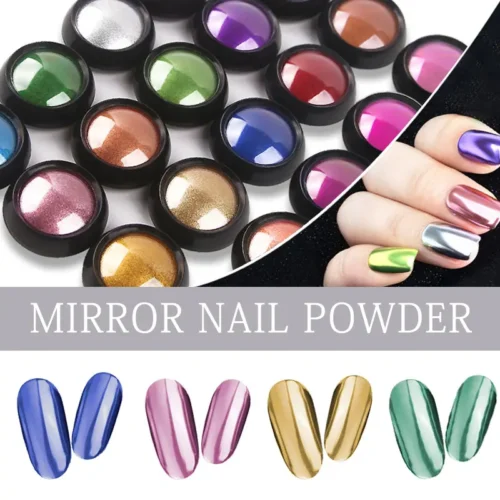 Holographic Nail Powder / Create Metallic Mirror and Bubble Effects with Multicolor Options