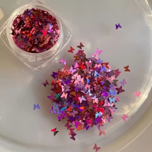 Shimmering Holographic Nail Glitter Sequins / 3D Laser-Designed Butterflies in Green, Pink, and Silver - Exquisite Nail Art Decorations for Acrylic Nails-USA Warehouse 3-7 days delivery - Image 3