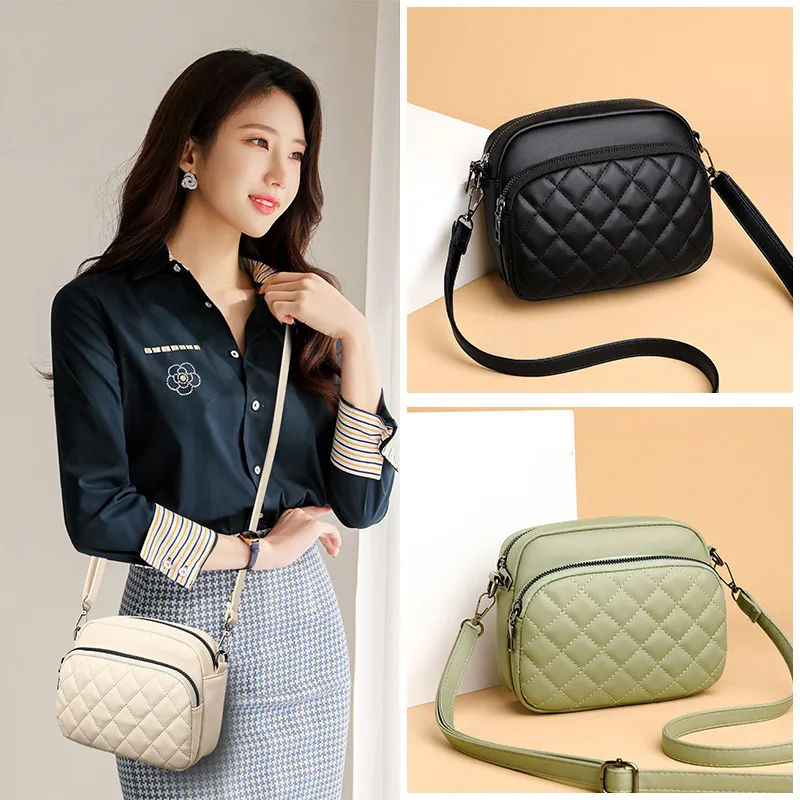 Elegant Leather Crossbody Bag with Organizer, Perfect for Casual Activities