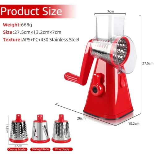 Multifunctional Round Rotate Mandoline Slicer - Manual Kitchen Gadget for Potatoes, Cheese, and Vegetables