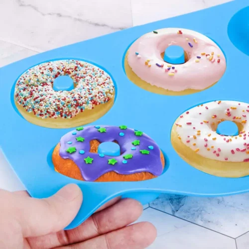 6-Hole Silicone Donut Mold Baking Pan - Non-Stick Pastry and Dessert Tool