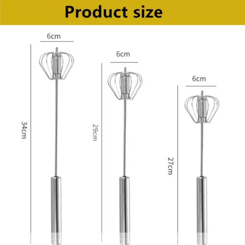 Stainless Steel Semi Automatic Egg Beater Whisk - Manual Rotating Kitchen Tool for Mixing Batter and Cream