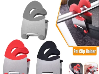 Stainless Steel Pot Clip Holder with Anti-Scald Silicone Grip