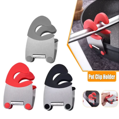 Stainless Steel Pot Clip Holder with Anti-Scald Silicone Grip