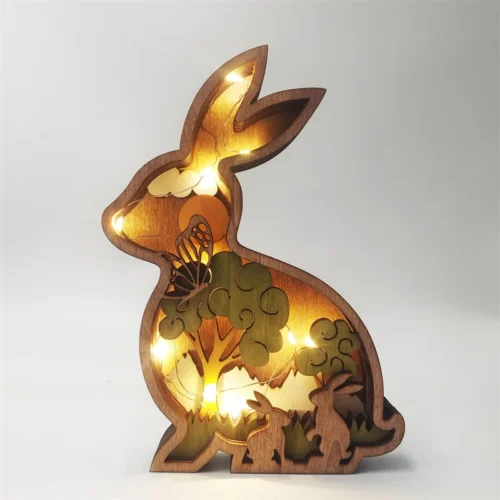 Creative Animal Wooden Table Lamp: Battery-Operated LED Night Light
