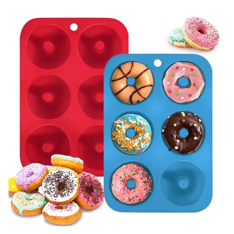6-Hole Silicone Donut Mold Baking Pan – Non-Stick Mold for Baking Pastry, Chocolate Cake, and Desserts – Ideal DIY Decoration Tools for Bagels, Muffins, and Donuts