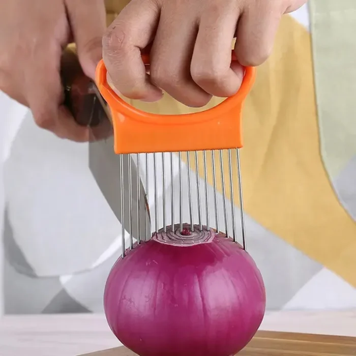 Stainless Steel Potato Chip Maker and Onion Holder for Effortless Chopping in the Kitchen