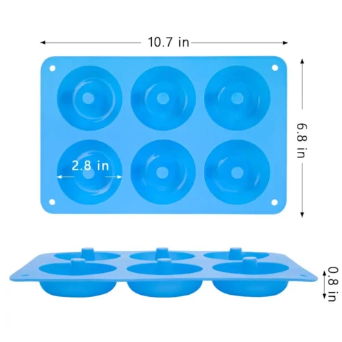 6-Hole Silicone Donut Mold Baking Pan - Non-Stick Pastry and Dessert Tool