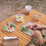 Foldable Outdoor Tableware Set / Portable and Heatproof Plate/ Transparent Bowl, Food /Grade Cup