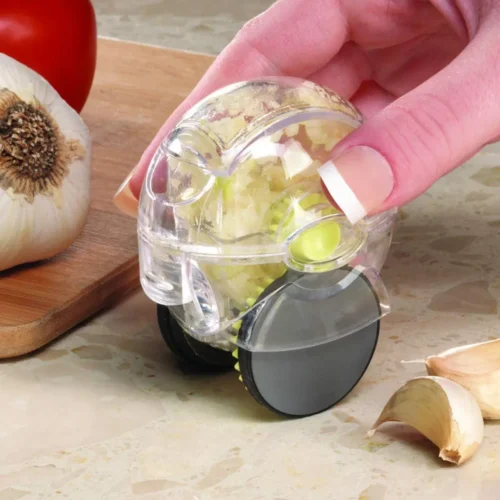 Stainless Steel Garlic Press - Effortless Herb Mincing and Crushing Kitchen Tool
