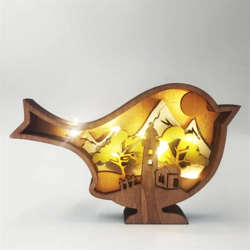 Creative Animal Wooden Table Lamp: Battery-Operated LED Night Light