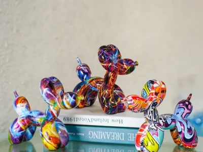 Colorful Graffiti Balloon Dog Resin Figurines