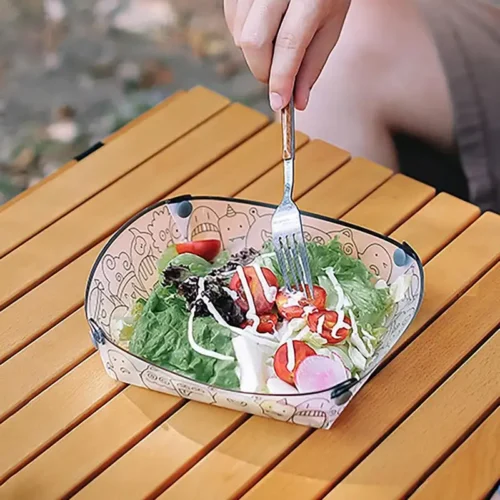 Portable Foldable Tableware Set - Heatproof and Food-Grade for Outdoor Camping and Picnics