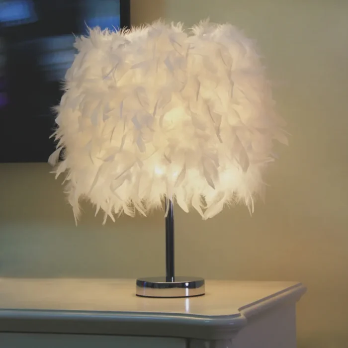 Feather Table Lamp Night Light – Elegant Bedside Lighting for Home Decor