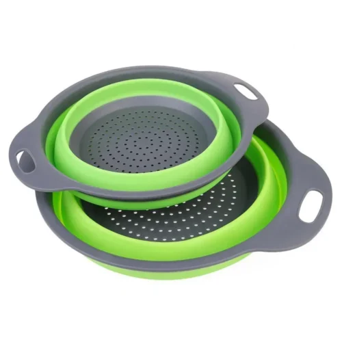 Round and Square Collapsible Colanders - Folding Fruit and Vegetable Strainers with Handles