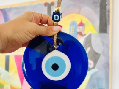 Turkish Glass Blue Evil Eye Wall Hanging - Home Decor, House Protection, and Gift Idea for Wall Decoration