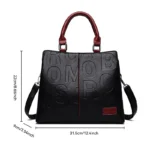 Large Capacity Soft Leather Bag with Embossed Letter Detail - A Fashionable Shoulder Bag Choice