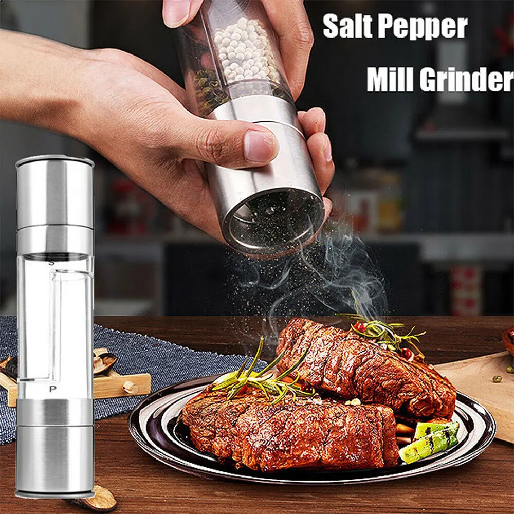 Double-Ended Stainless Steel Spice Grinder - Ideal for Pepper, Cumin, Sea Salt, and More - Manual Spice Mill for Your Kitchen Gadget Collection