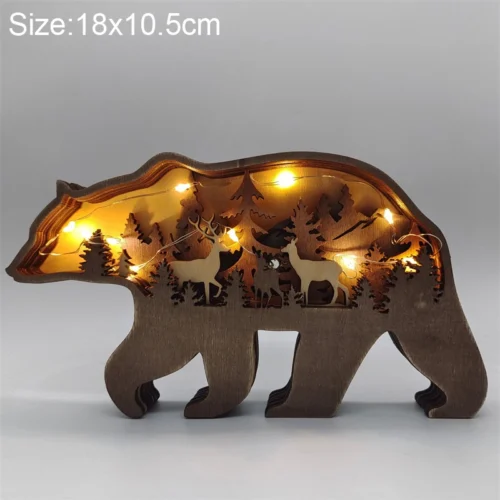 Creative Animal Wooden Table Lamp: Battery-Operated LED Night Light